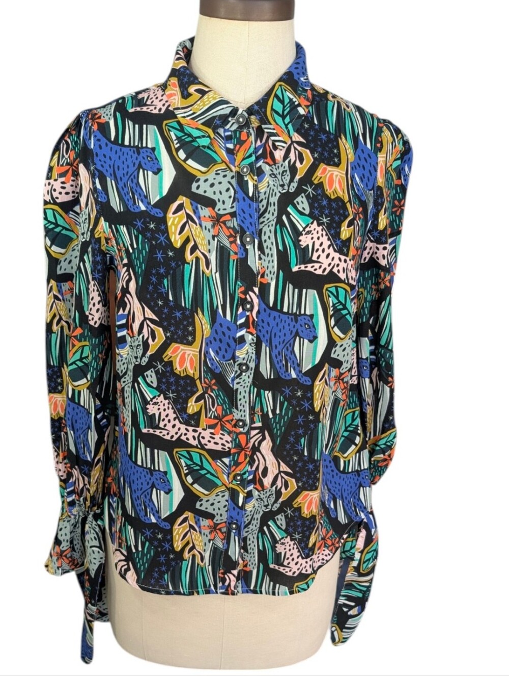 Anthropologie Maeve X Masha Volnova Abstract Tropical Print Button Up. Sz 2